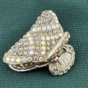Vintage French Cast Metal‎ Rhinestone Hair Claw Clip MCM 1950s Heavy Glam G